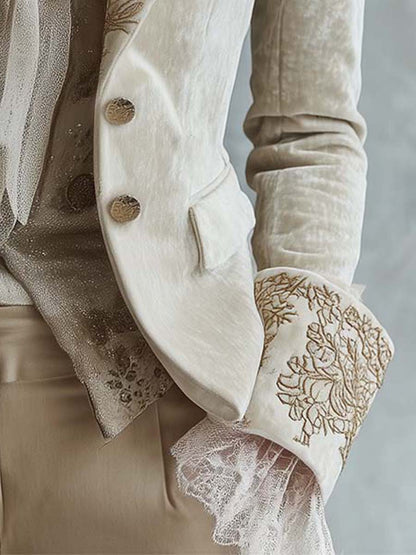 Constance | Blazer Marfil Bordado Estilo Sastre