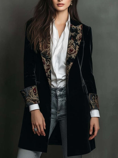 Léontine | Blazer Entallado con Estampado Barroco Negro