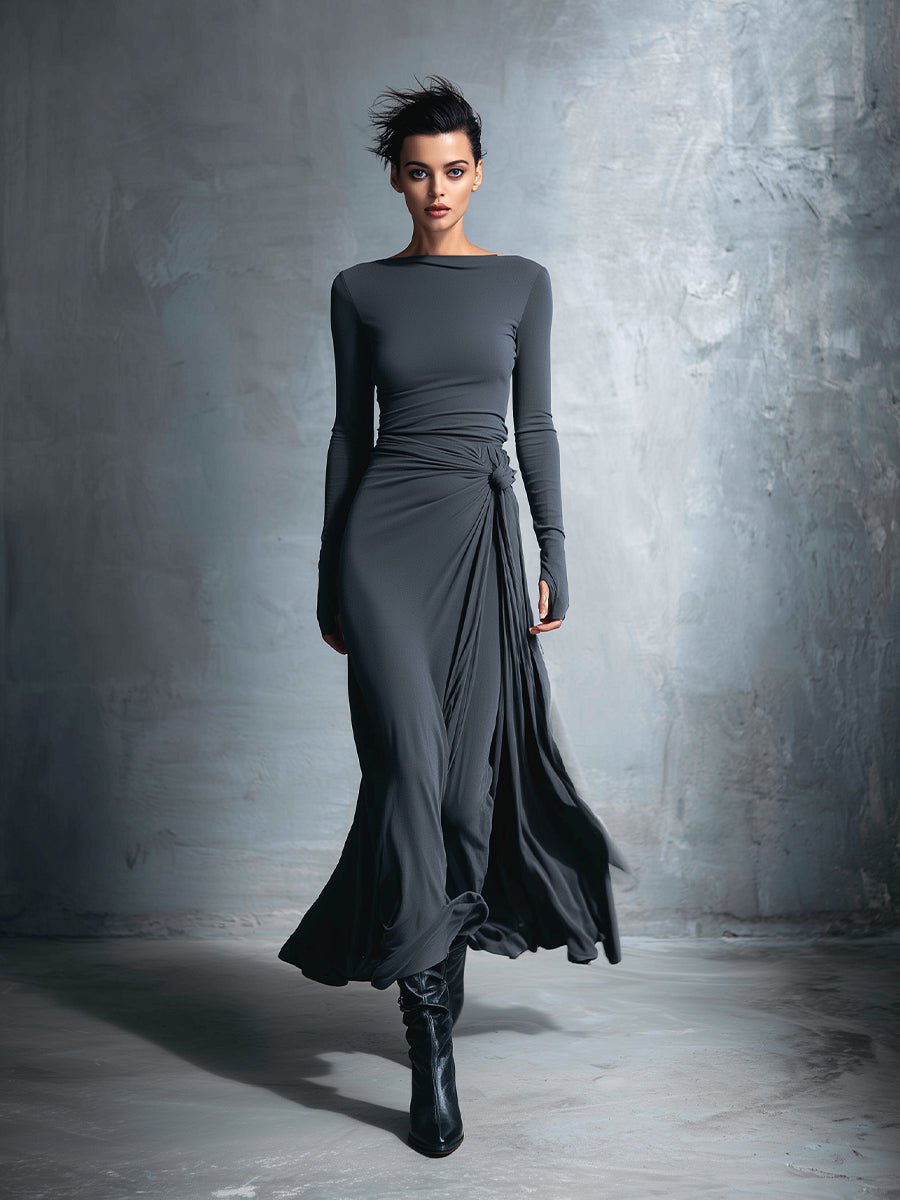 Naomie | Vestido Maxi con Moño Lateral