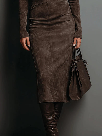 Lorène | Vestido Midi Largo Café