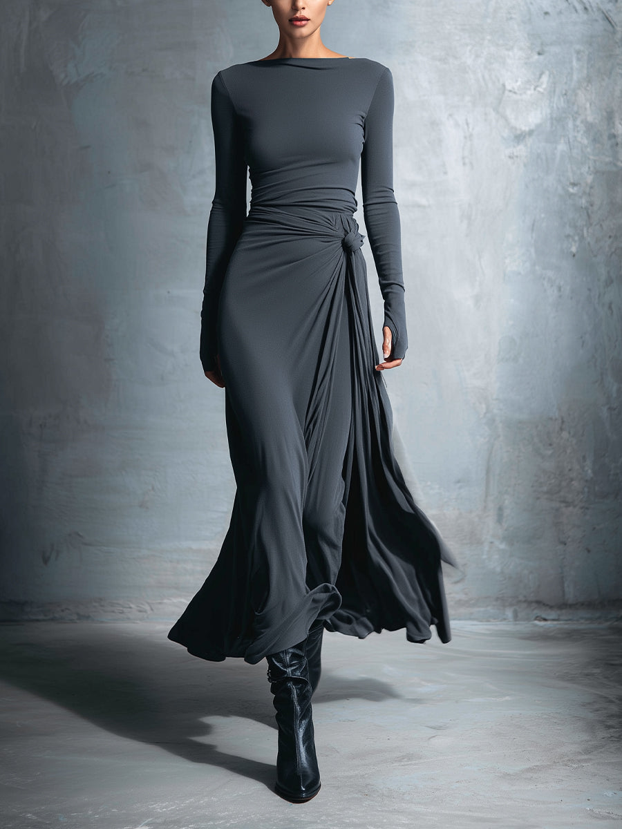 Naomie | Vestido Maxi con Moño Lateral
