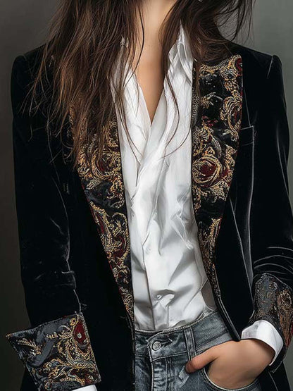 Léontine | Blazer Entallado con Estampado Barroco Negro