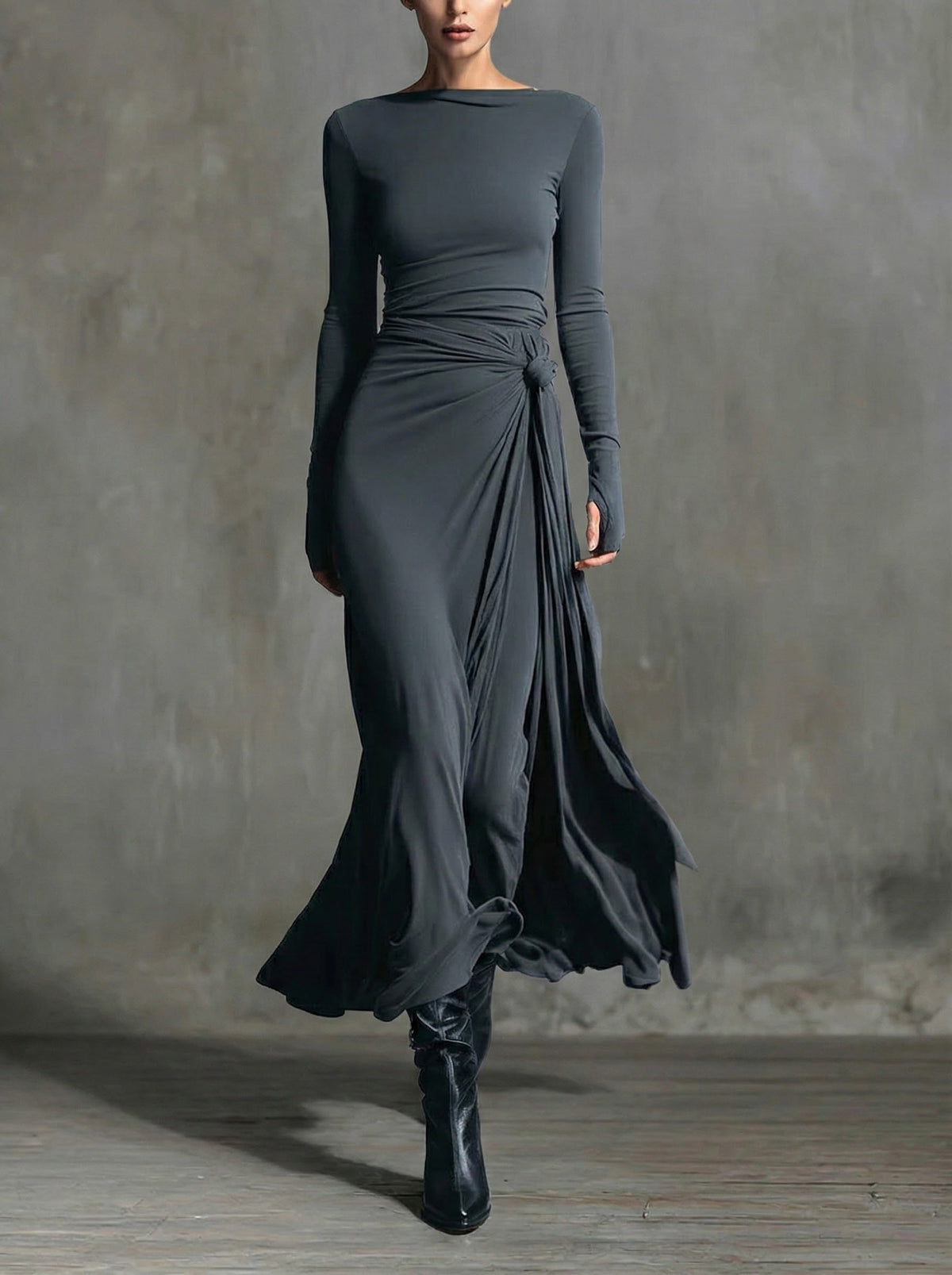 Naomie | Vestido Maxi con Moño Lateral