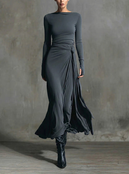 Naomie | Vestido Maxi con Moño Lateral