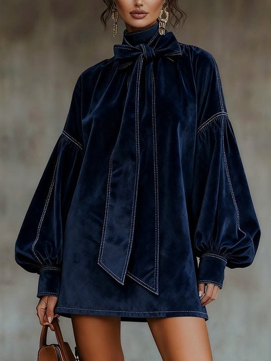 Tiphaine | Mini Vestido de Terciopelo con Moño