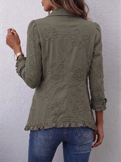Faustine | Chamarra Utilitaria Bordada con Flores Bohemias